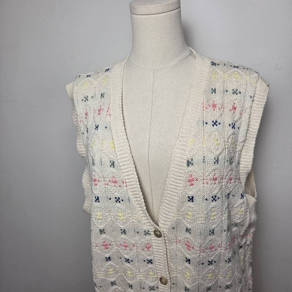 Vintage Northern Reflections Cotton Knit Button Front Vest - Picture 3 of 14